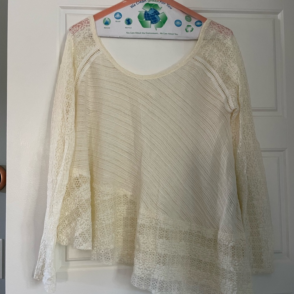 Free People lace off shoulder flowy top